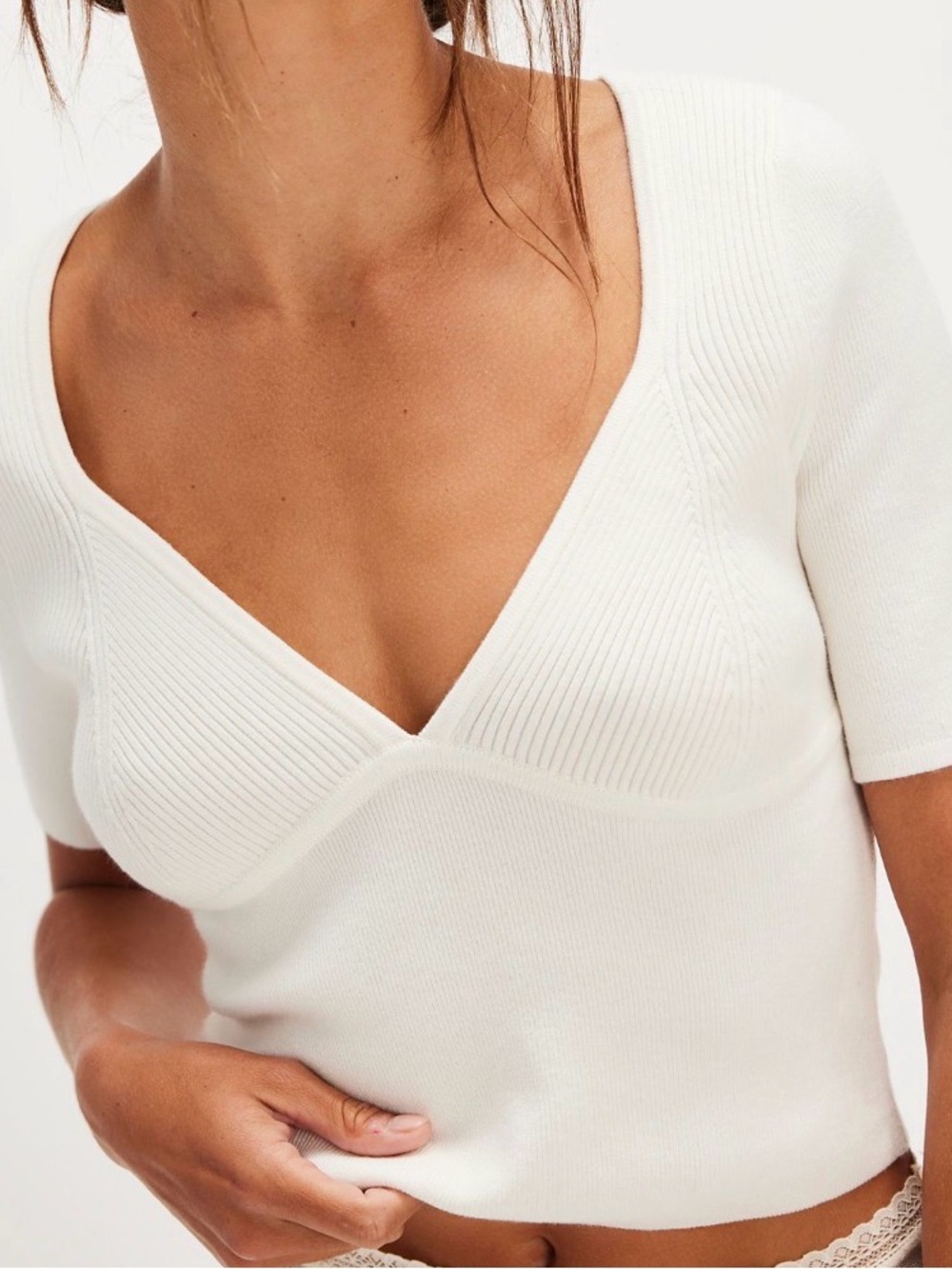 Free People Teagan Swit V-Neck Short Sleeve Sweater
